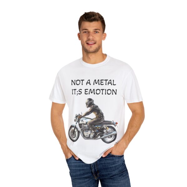 Men Garment-Dyed T-Shirt - "Not A Metal, It's Emotion" - Biker Tee
