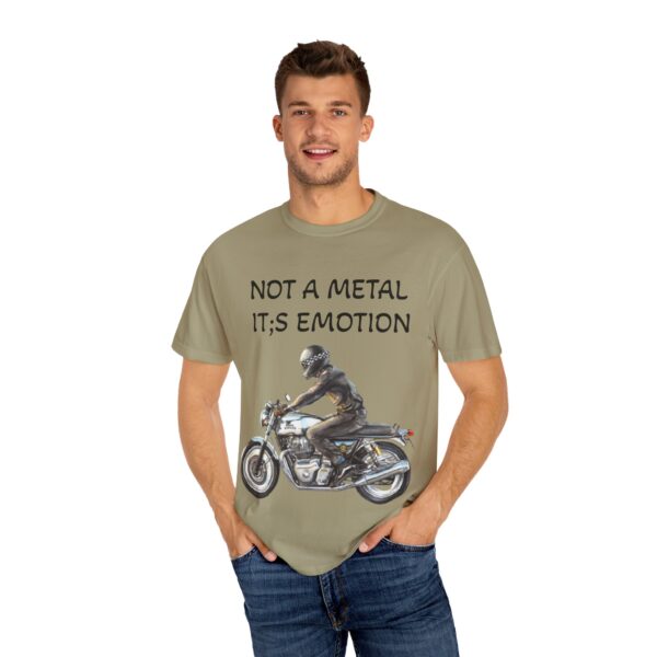 Men Garment-Dyed T-Shirt - "Not A Metal, It's Emotion" - Biker Tee
