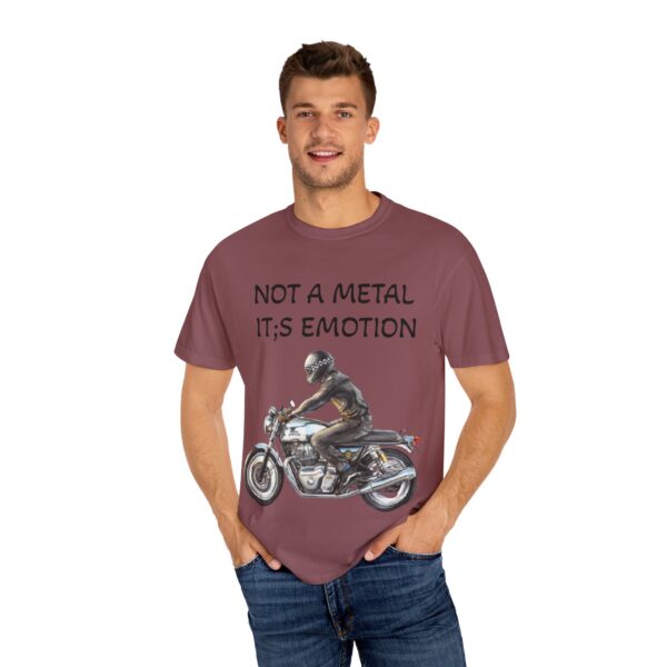 Men Garment-Dyed T-Shirt - "Not A Metal, It's Emotion" - Biker Tee