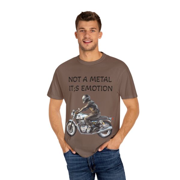 Men Garment-Dyed T-Shirt - "Not A Metal, It's Emotion" - Biker Tee