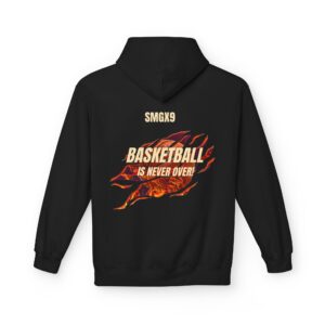 Basketball Is Never Over Hoodie — Fire Flame Back Graphic Pullover